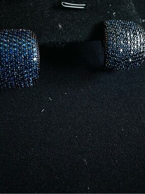 Navy Blue Pave Crystal Hoop Earrings